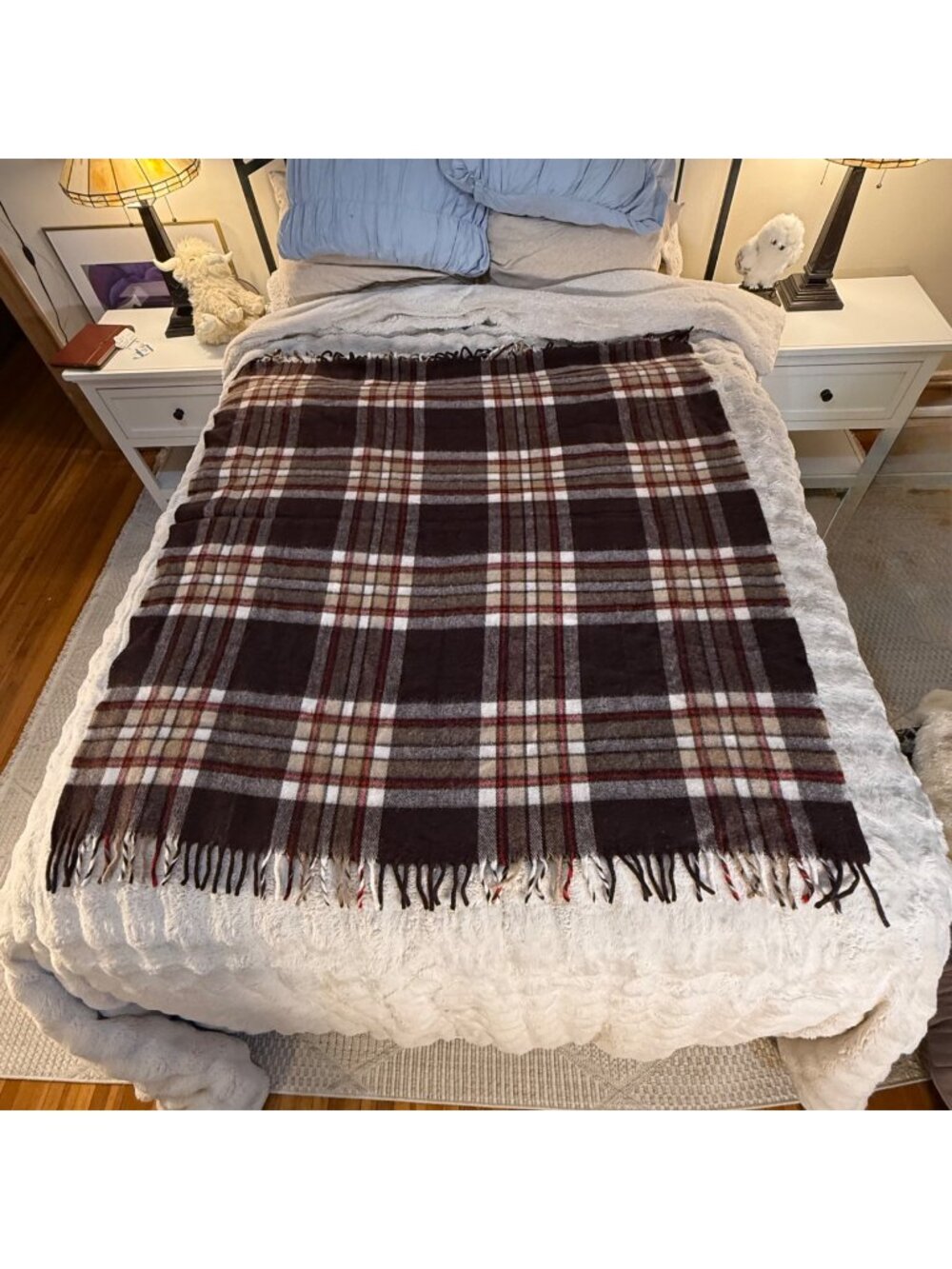 Faribault Woolen Mill Co. Plaid Wool Throw Blanket 51" X 55"